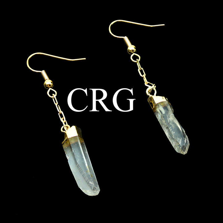 Clear Quartz Point Earrings with Gold Plating (1 Pair) Wholesale Crystal Gemstone JewelryCrystal River Gems