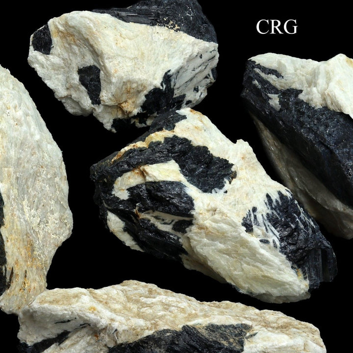 Black Tourmaline in White Matrix (Mixed Sizes)