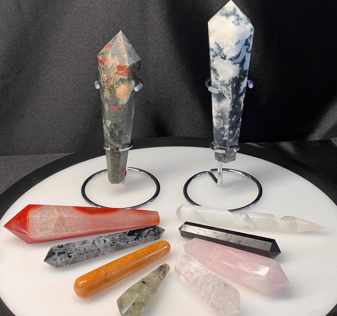 Mixed Gemstone Scepters Crystal Bundle Lot (12 Pieces) Bulk Wholesale Gemstone Décor Collection