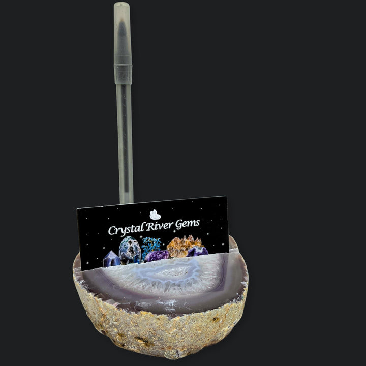 Natural Agate Geode Pen and Card Holder Gemstone Home Office Decor Wholesale Crystal Supply