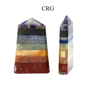 7 Stone Flat Point (1 Piece) Size 4 Inches Multicolored Crystal Gemstone Tower