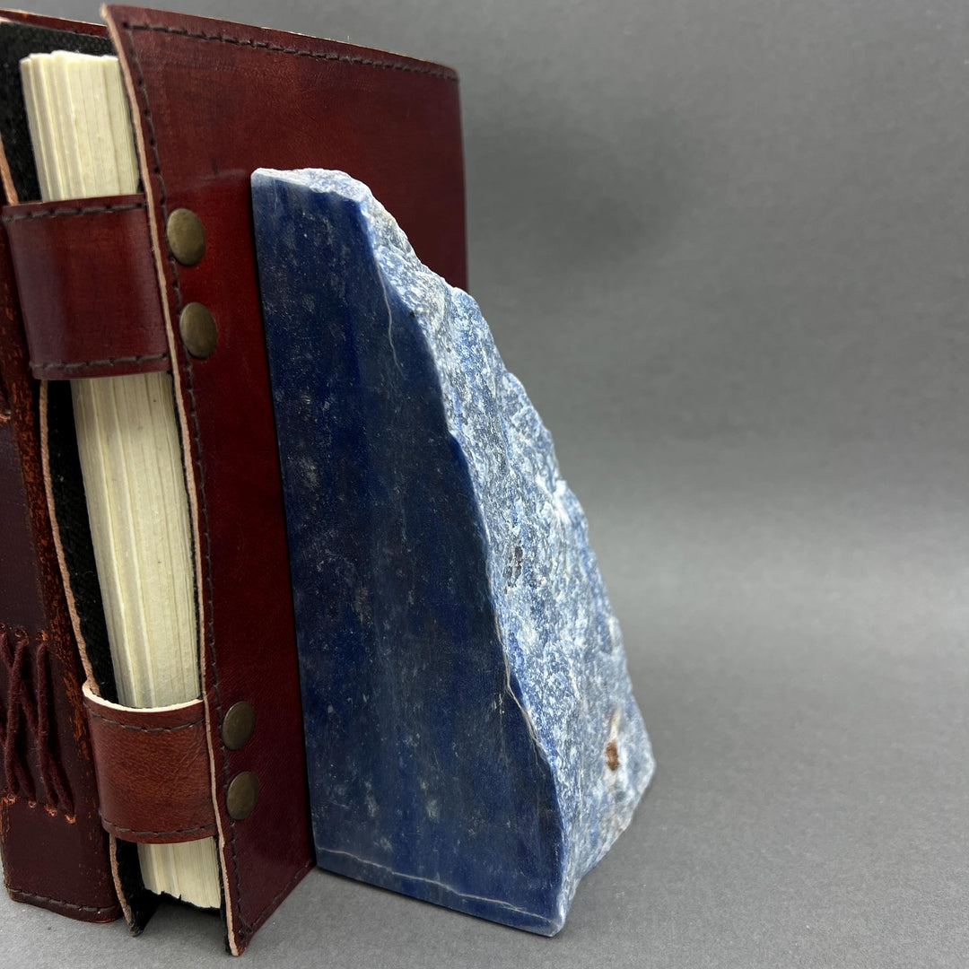 Blue Quartz Polished Face Bookend Pair Gemstone Home Decor Wholesale Crystal Supply