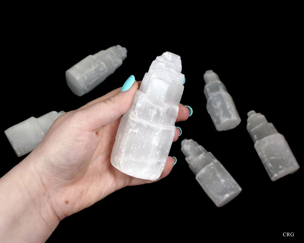 Selenite Small Skyscraper Tower (4 Inches) (1 Piece) Hand Carved Polished Gemstone Decor