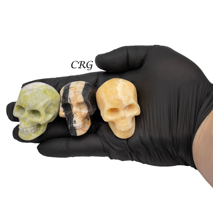 Assorted Gemstone Skulls Size 2 Inches Mixed Crystal Carvings