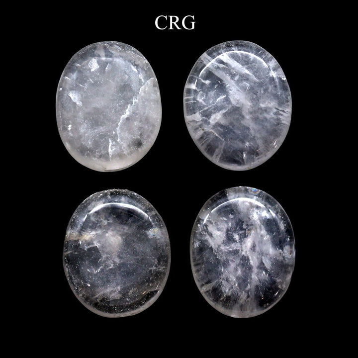 Quartz Palm Stones (50 mm) (2 Pcs) Clear Crystal Gemstone Palm/Worry Stones