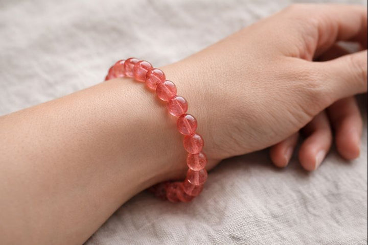Cherry Quartz Tumbled Bead Stretch Bracelet (8mm)