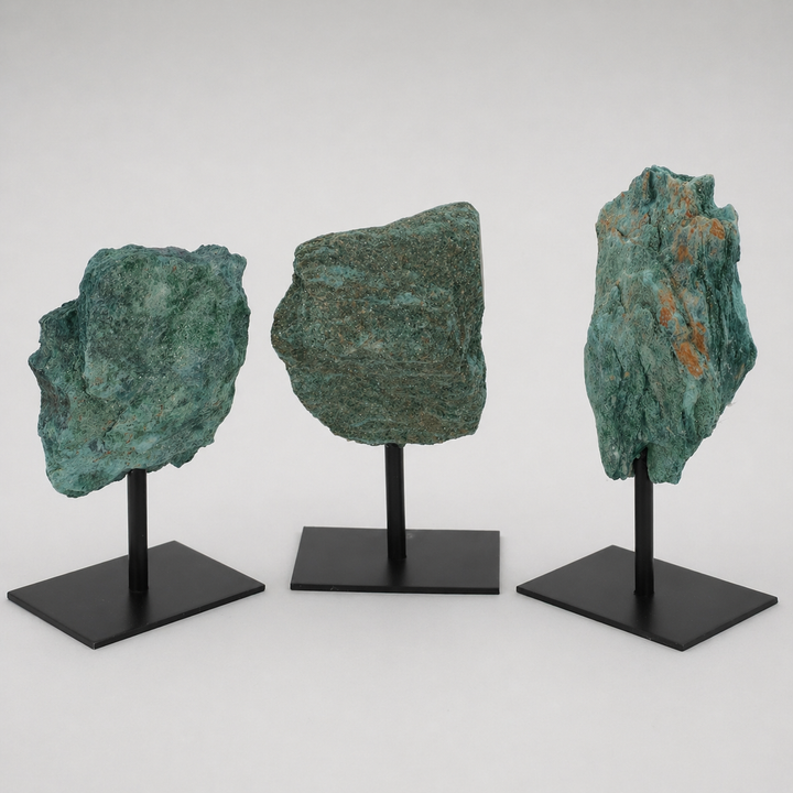 Rough Fuchsite on Metal Stand