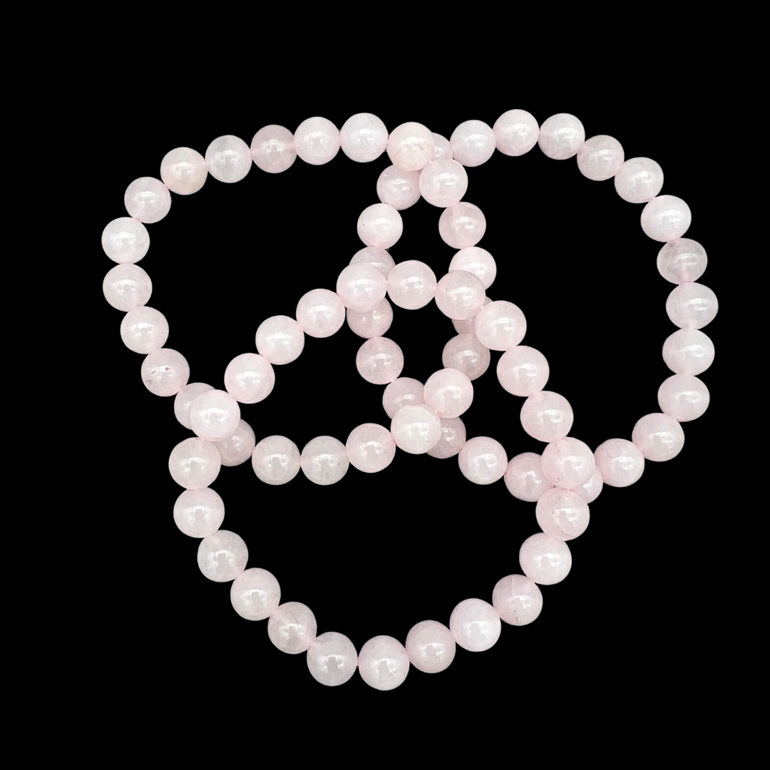 Rose Quartz Tumbled Bead Stretch Bracelet - 8 mm - QTY 1