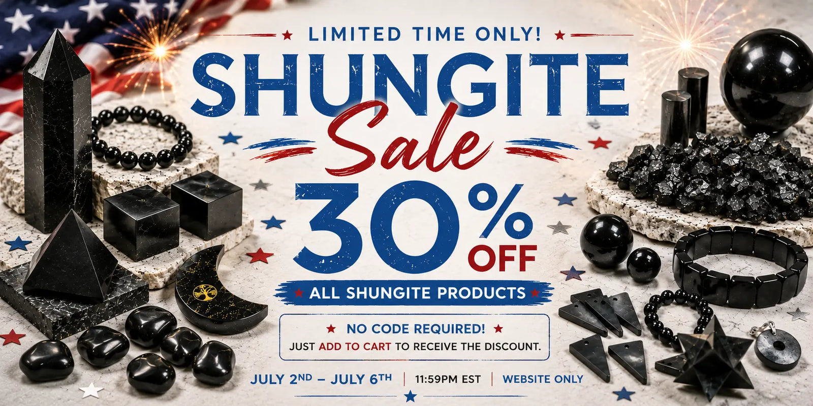 Shungite 30% of sale banner July 2 to July 6