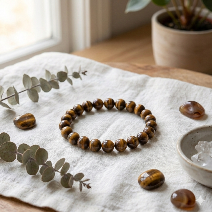 Tiger's Eye Tumbled Bead Stretch Bracelet (8mm)