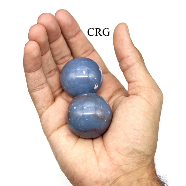 Angelite Small Polished Sphere (1 Piece) (Size 30 To 40 mm) Hand Carved Gemstone DecorCrystal River Gems