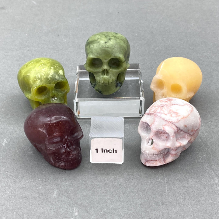 Assorted Gemstone Small Skull Figurine