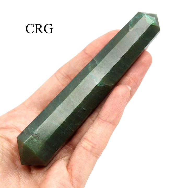 Dark Green Aventurine Wand (2 Pieces) Size 3 to 5 Inches 8 - Sided Double Terminated CrystalCrystal River Gems