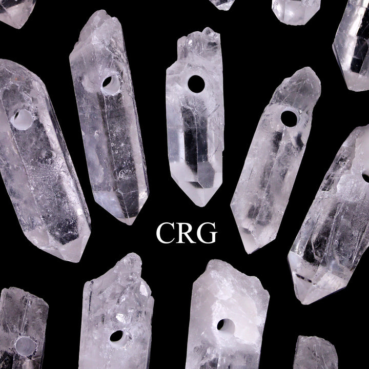 Crystal Quartz Drilled Points (10 Pieces) Size 1 to 1.25 Inches Drilled Crystal Jewelry Points