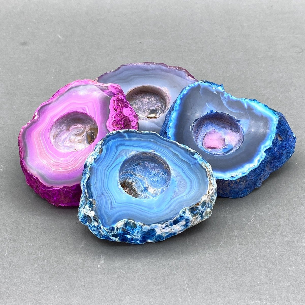 Agate Assorted Color Small Slab Tea Light Candle HolderCrystal River Gems