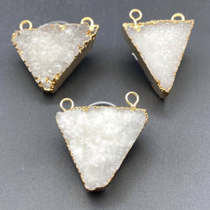 Agate Druzy Crystal Gold Plated Triangle Connector Pendant