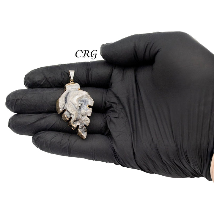 Agate Druzy Leaf Pendant with Silver Plating (0.5 To 1 Inch) (1 Piece)Crystal River Gems