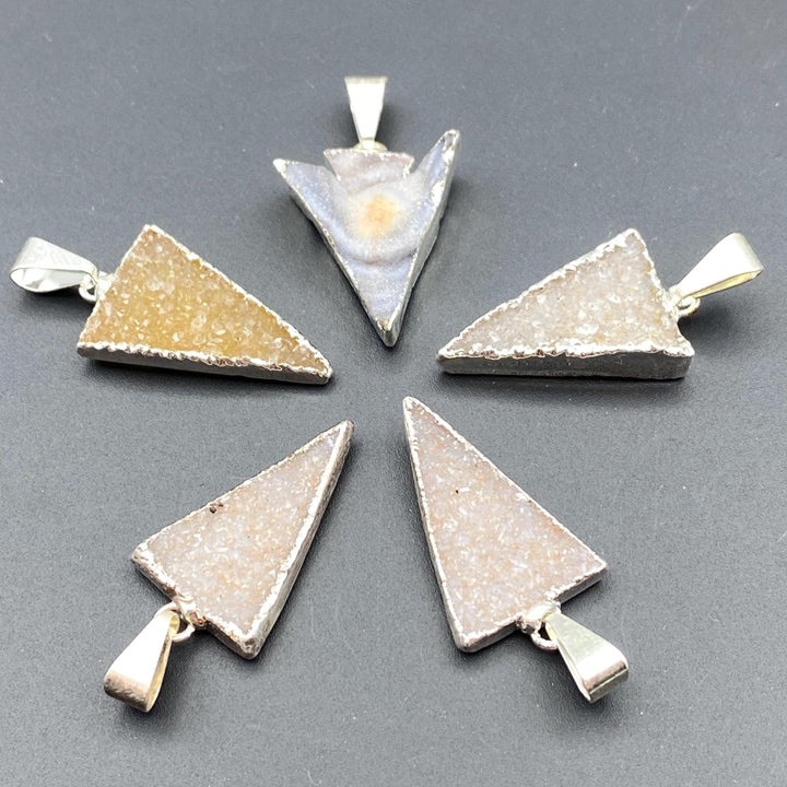 Agate Druzy Silver Plated Triangle PendantCrystal River Gems