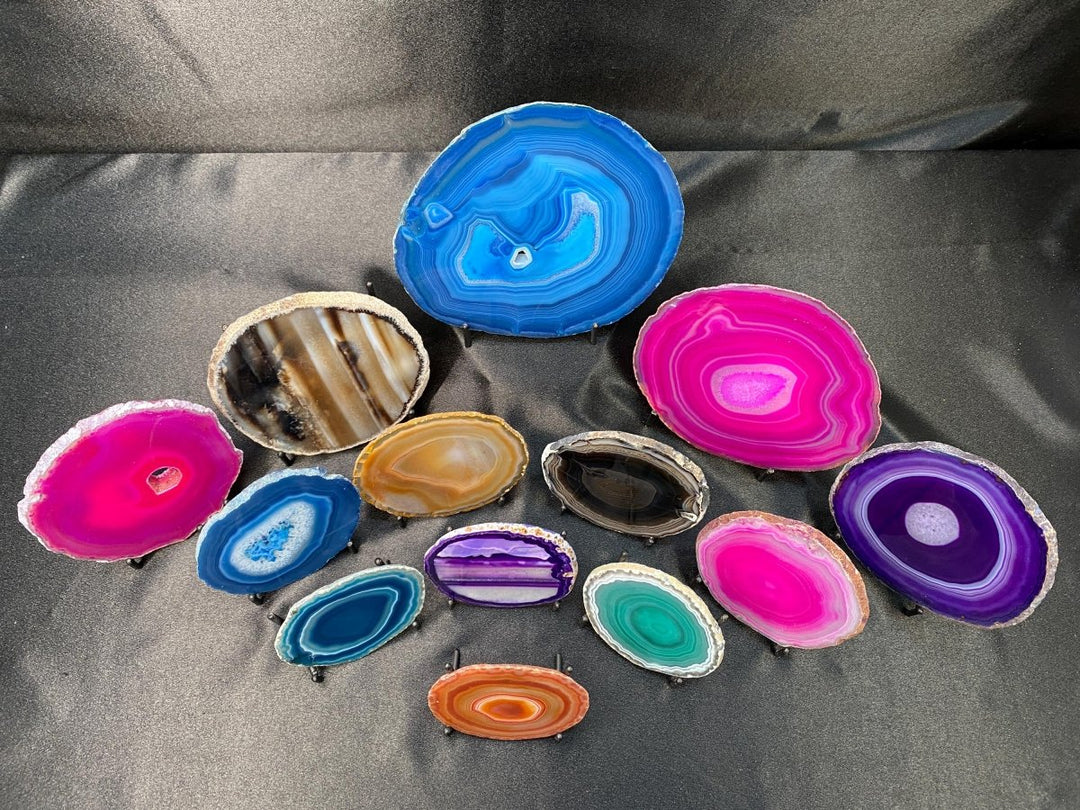 Agate Geode Slice Crystal Bundle Lot (13 Pieces) Bulk Wholesale Gemstone Décor CollectionCrystal River Gems