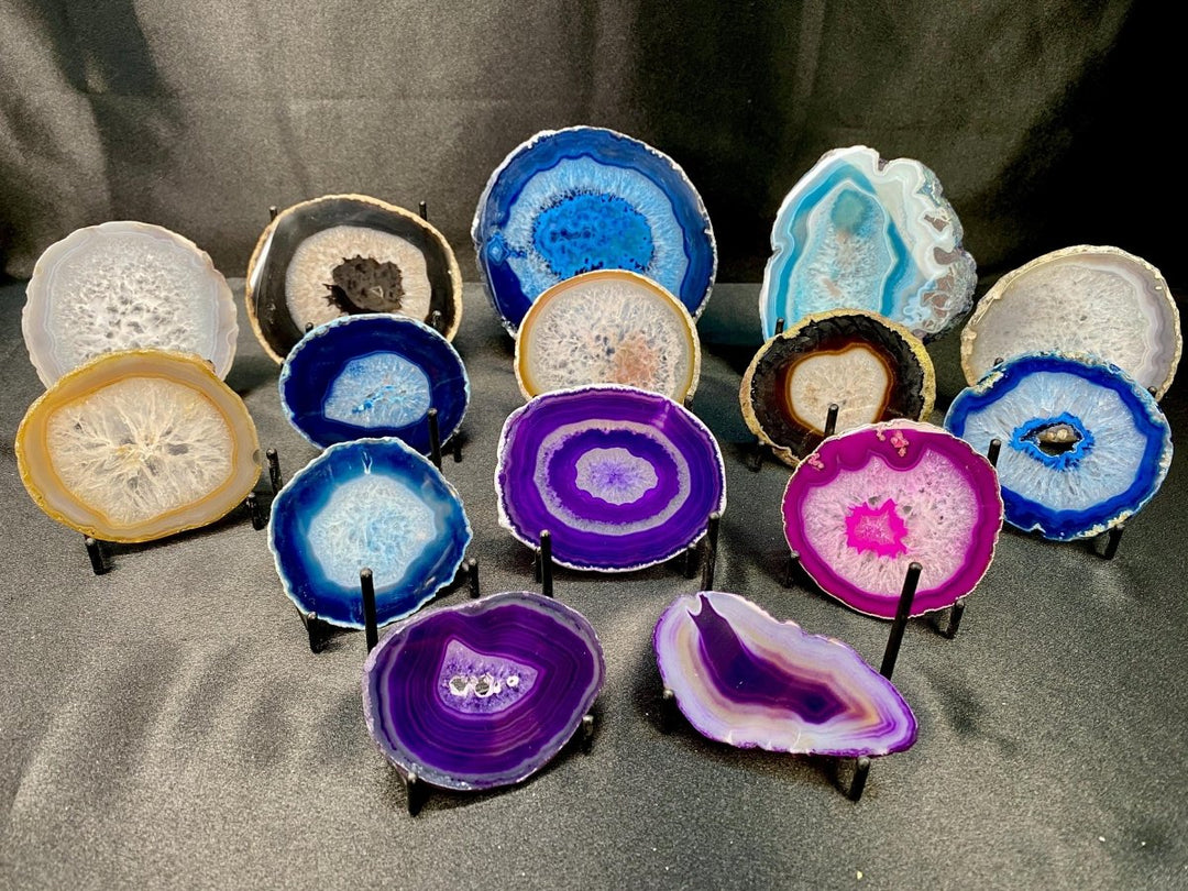 Agate Geode Slice Crystal Bundle Lot (15 Pieces) Bulk Wholesale Gemstone Décor CollectionCrystal River Gems