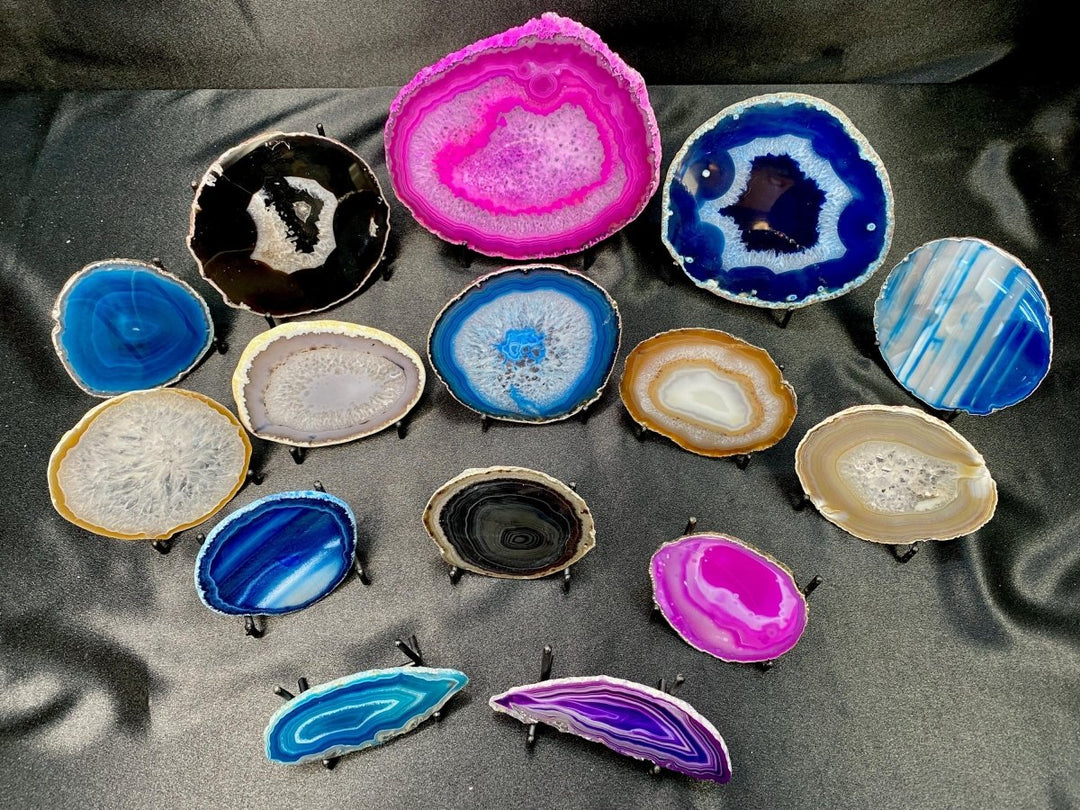 Agate Geode Slice Crystal Bundle Lot (15 Pieces) Bulk Wholesale Gemstone Décor CollectionCrystal River Gems