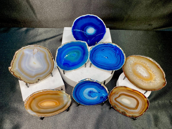 Agate Geode Slice Crystal Coaster Bundle Lot (8 Pieces) Bulk Wholesale Gemstone Décor CollectionCrystal River Gems