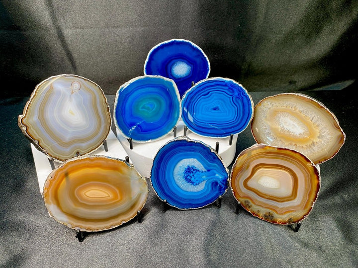 Agate Geode Slice Crystal Coaster Bundle Lot (8 Pieces) Bulk Wholesale Gemstone Décor CollectionCrystal River Gems