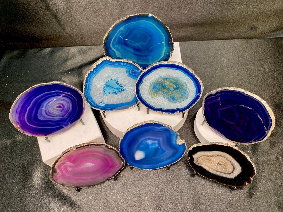 Agate Geode Slice Crystal Coaster Bundle Lot (8 Pieces) Bulk Wholesale Gemstone Décor CollectionCrystal River Gems