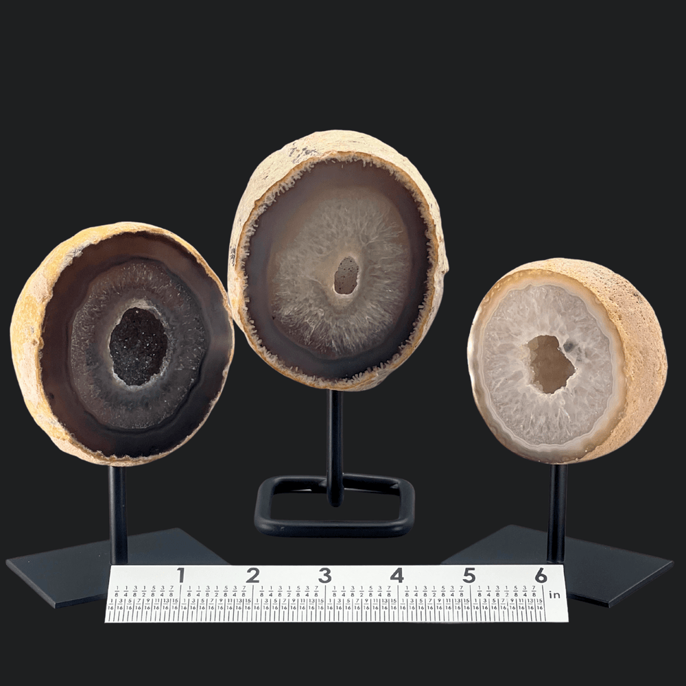 Agate Polished Face Geode on Metal StandCrystal River Gems
