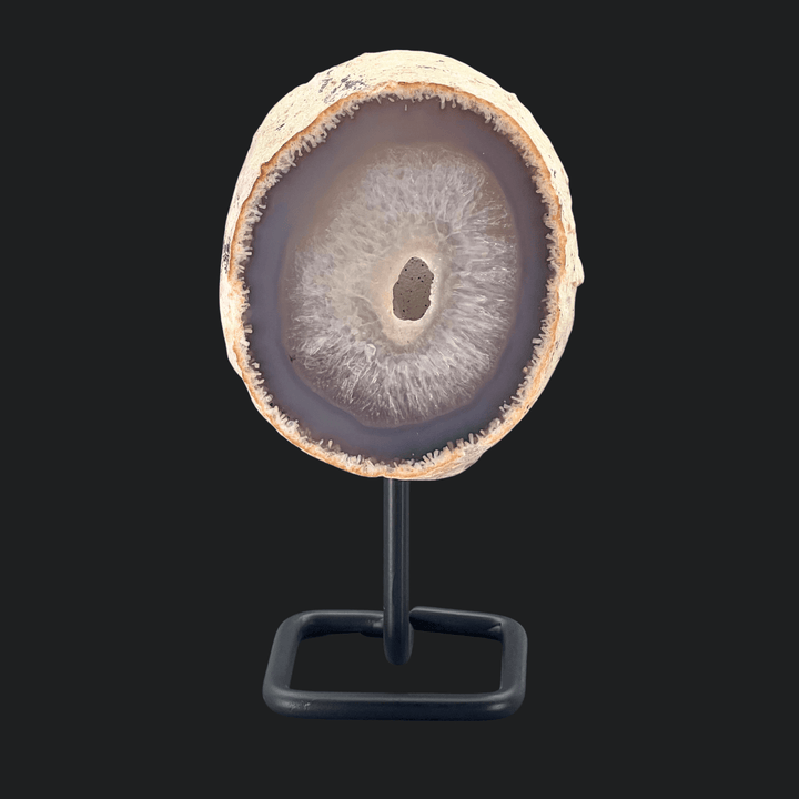 Agate Polished Face Geode on Metal StandCrystal River Gems