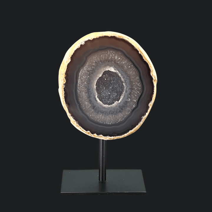 Agate Polished Face Geode on Metal StandCrystal River Gems