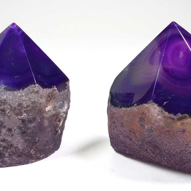 Agate Purple Top Polished Point with Cut Base (1 Piece) Size 2.5 Inches Crystal Gemstone