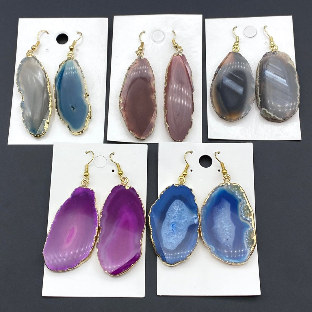 Agate Slice Earrings with Gold PlatingCrystal River Gems