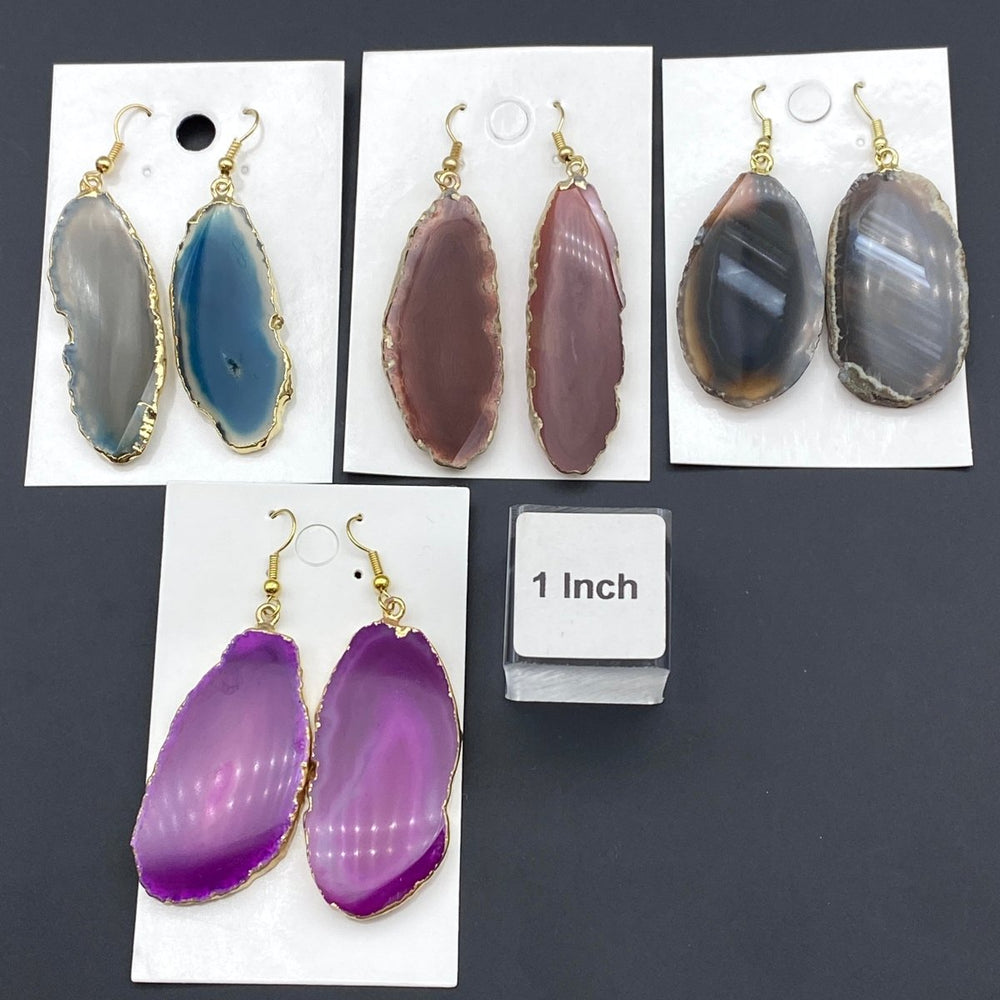 Agate Slice Earrings with Gold PlatingCrystal River Gems