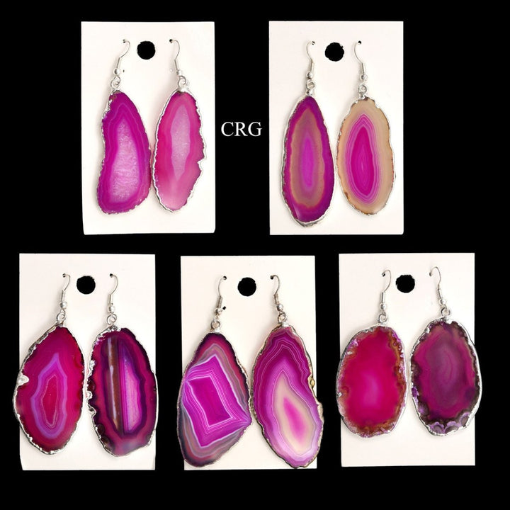 Agate Slice Earrings with Silver Plating 1 to 2 Inches (1 Pair)Crystal River Gems