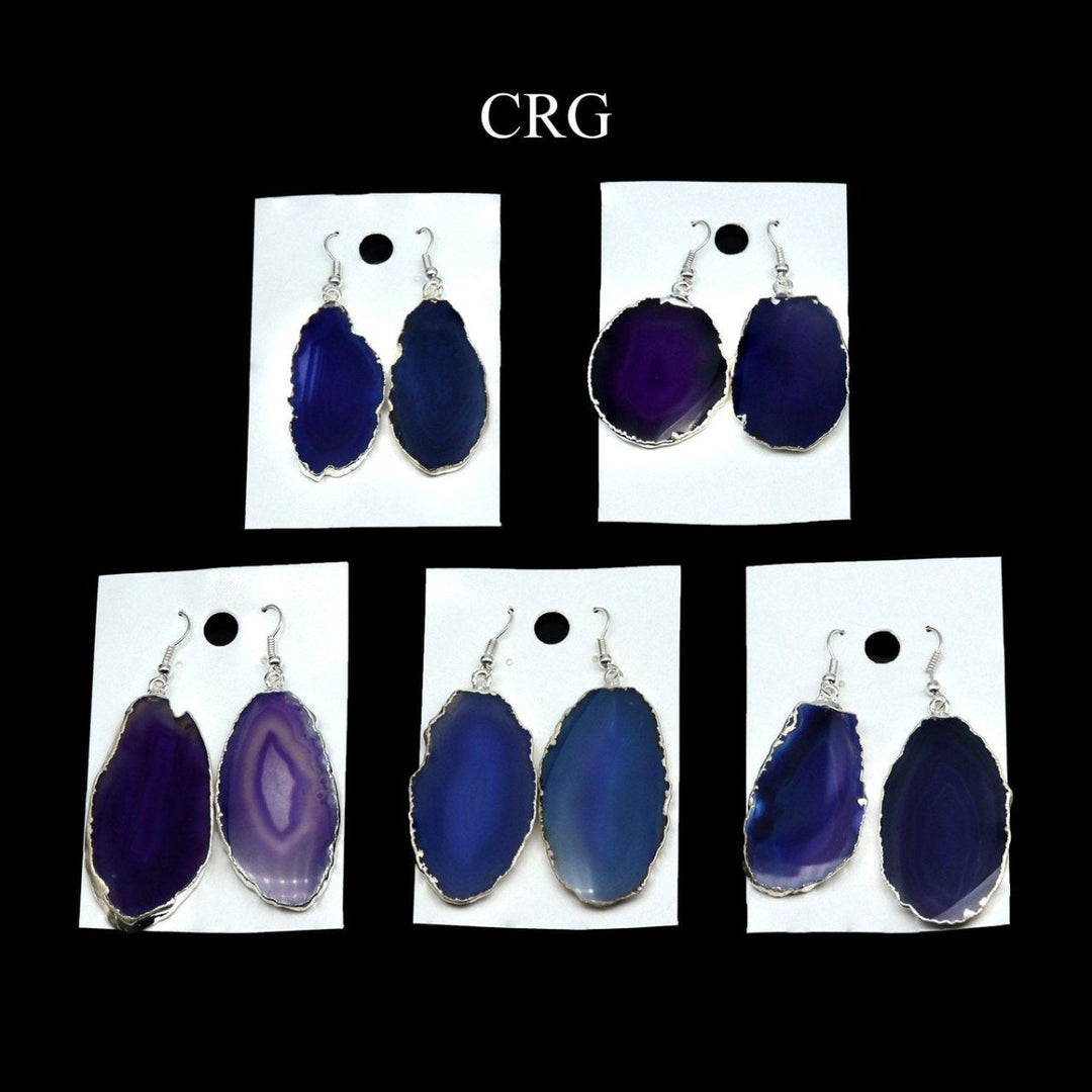 Agate Slice Earrings with Silver Plating 1 to 2 Inches (1 Pair)Crystal River Gems