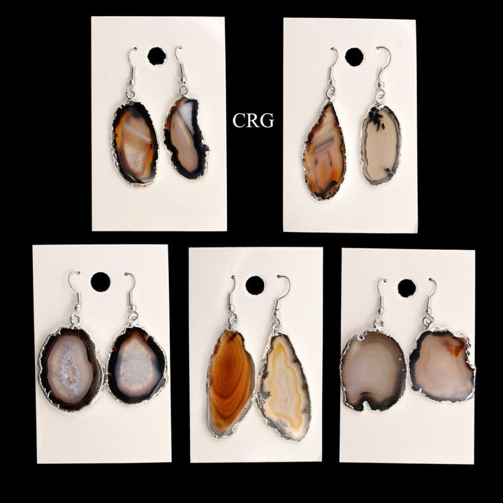 Agate Slice Earrings with Silver Plating 1 to 2 Inches (1 Pair)Crystal River Gems