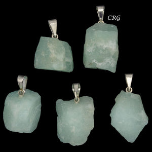 Amazonite Rough Rock Pendant with Silver Bail (5 Pieces) Size 18 to 22 mm Crystal Jewelry Charm