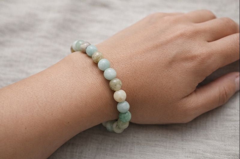 Amazonite Tumbled Bead Stretch Bracelet (8mm)Crystal River Gems