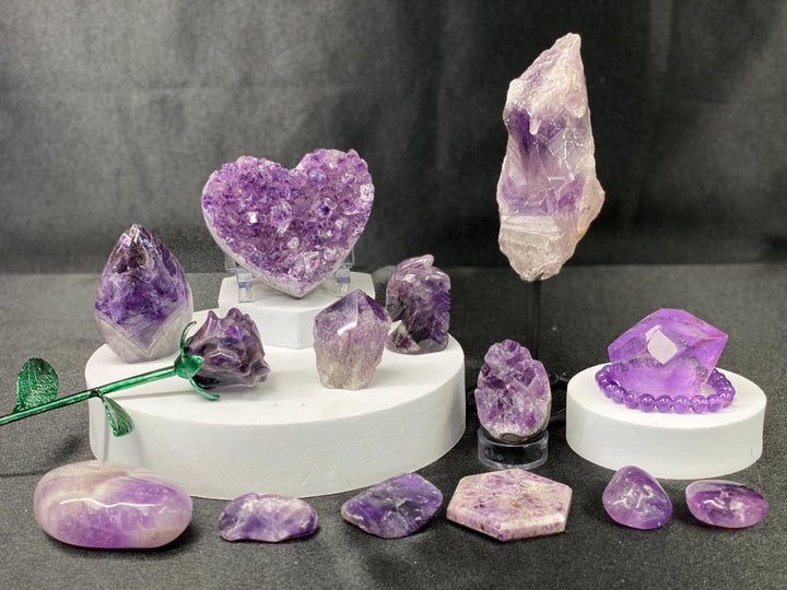 Amethyst Crystal Bundle Lot (12 Pieces) Bulk Wholesale Gemstone Décor CollectionCrystal River Gems