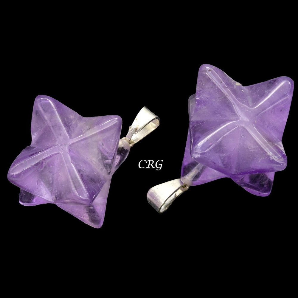 Amethyst Merkaba Pendant with Silver Bail (5 Pieces) Size 30 mm Crystal Jewelry Charm