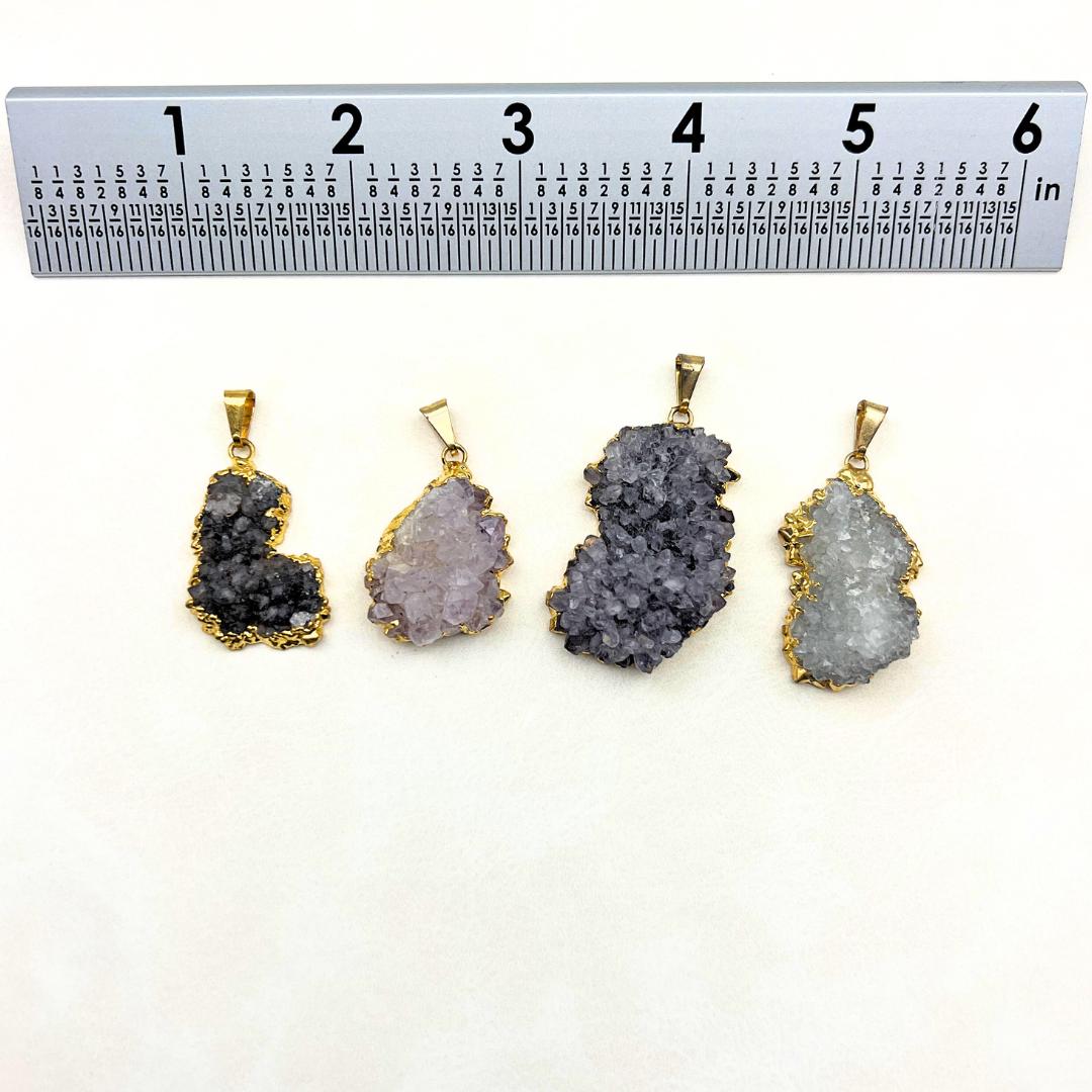 Amethyst Multicolor Druzy Crystal Gold Pendant Gemstone Wholesale Jewelry SupplyCrystal River Gems