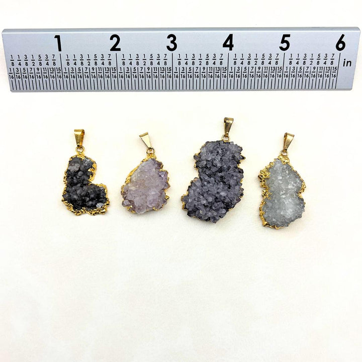 Amethyst Multicolor Druzy Crystal Gold Pendant Gemstone Wholesale Jewelry SupplyCrystal River Gems
