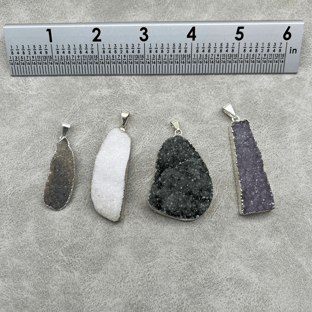 Amethyst Multicolor Druzy Crystal Silver PendantCrystal River Gems