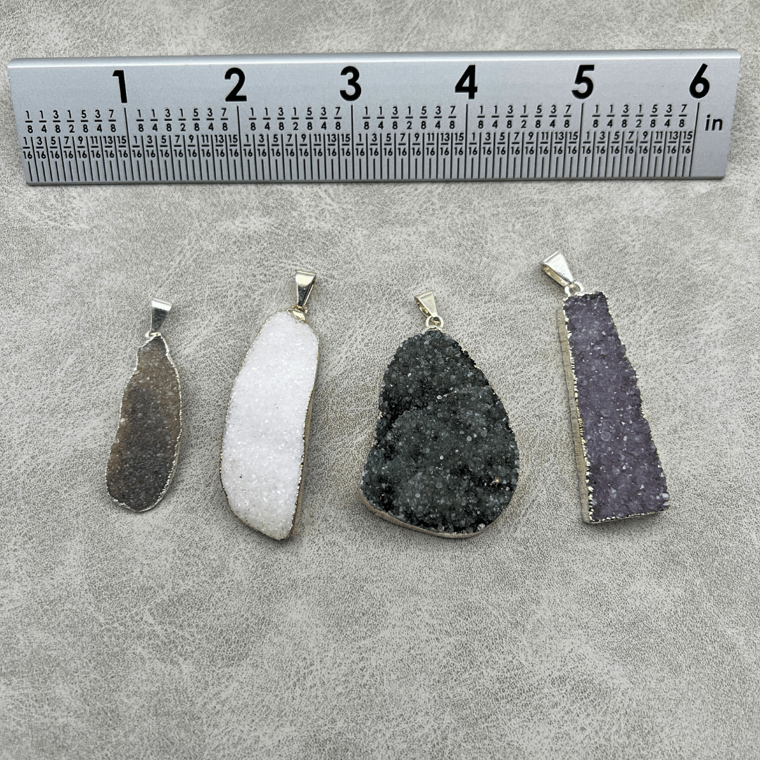 Amethyst Multicolor Druzy Crystal Silver PendantCrystal River Gems