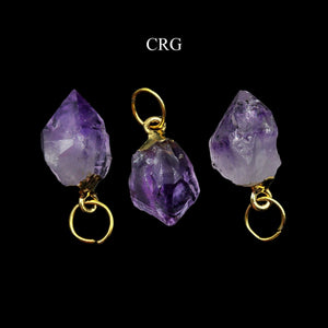 Amethyst Point Pendant with Gold Plating (1 Piece) Size 20 mm Petite Crystal Jewelry Charm