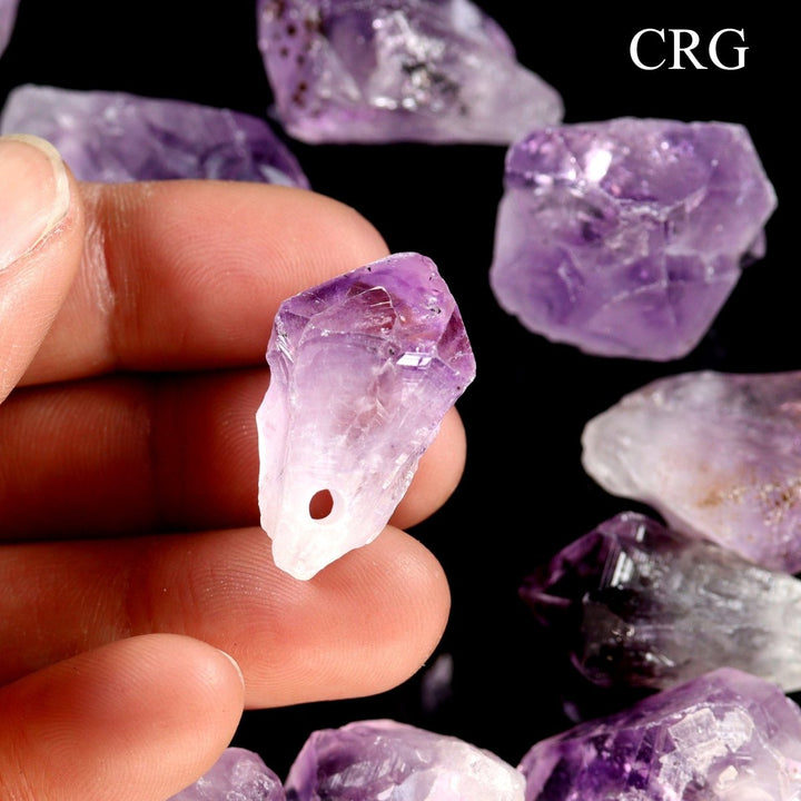 Amethyst Point with Drilled Hole Pendant (1 Piece) Size 1 to 1.75 Inches Crystal Jewelry Charm