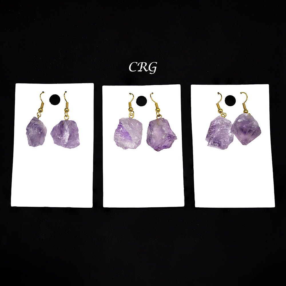 Amethyst Rough Earrings with Gold Plated Wire (0.5 To 1 Inch) (1 Pair)Crystal River Gems