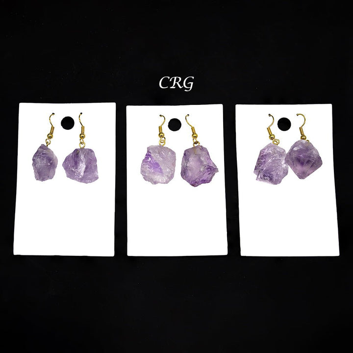 Amethyst Rough Earrings with Gold Plated Wire (0.5 To 1 Inch) (1 Pair)Crystal River Gems