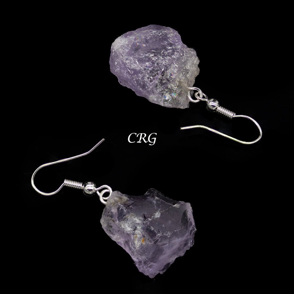 Amethyst Rough Earrings with Silver Plated Wire (0.5 To 1 Inch) (1 Pair)Crystal River Gems